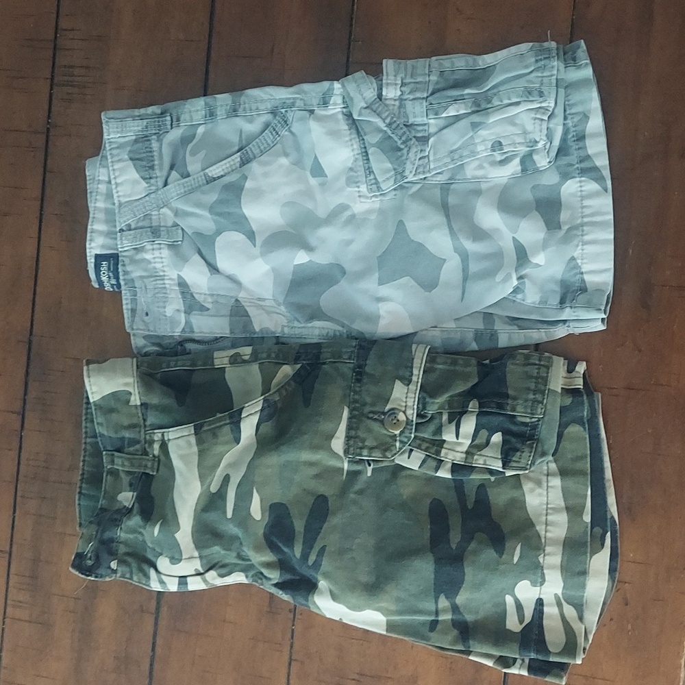 2 pairs of Camo shorts size 8